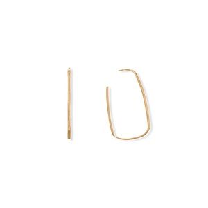 💫 14 Karat Gold Plated Thin Rectangle 3/4 Hoop Earrings